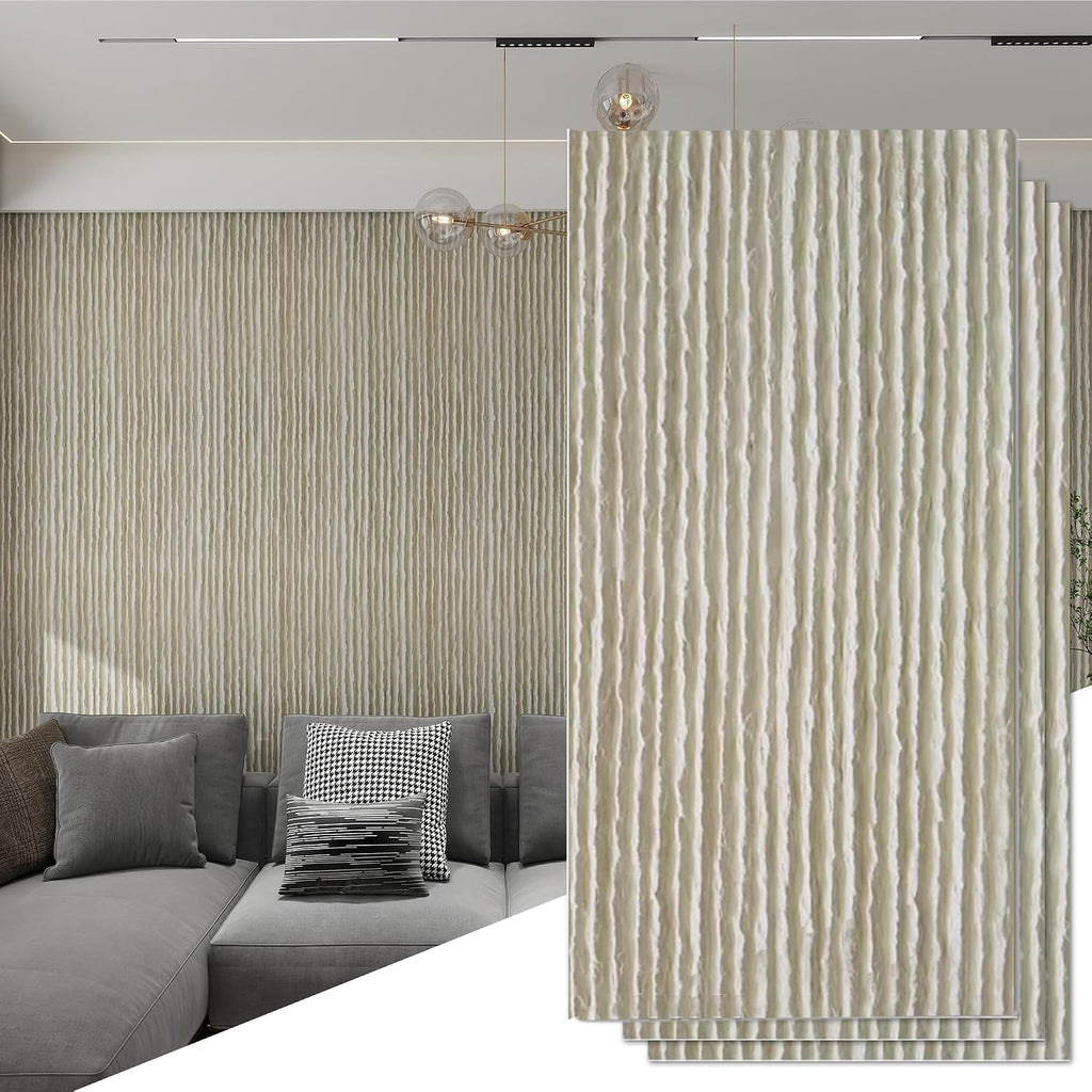 KASARO 3D Faux Stone Wall Panels, 3 PCS PU Wainscoting Panel for Interior Decor, Flowstone Wall Covering Panels Accent for Home, Office, 47.2 × 23.6 inch, White