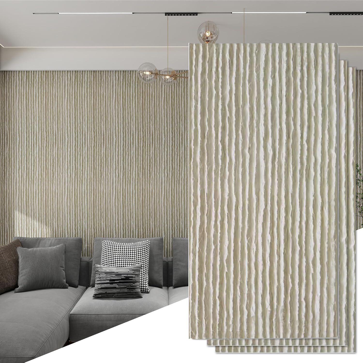 KASARO 3D Faux Stone Wall Panels, 3 PCS PU Wainscoting Panel for Interior Decor, Flowstone Wall Covering Panels Accent for Home, Office, 47.2 × 23.6 inch, White