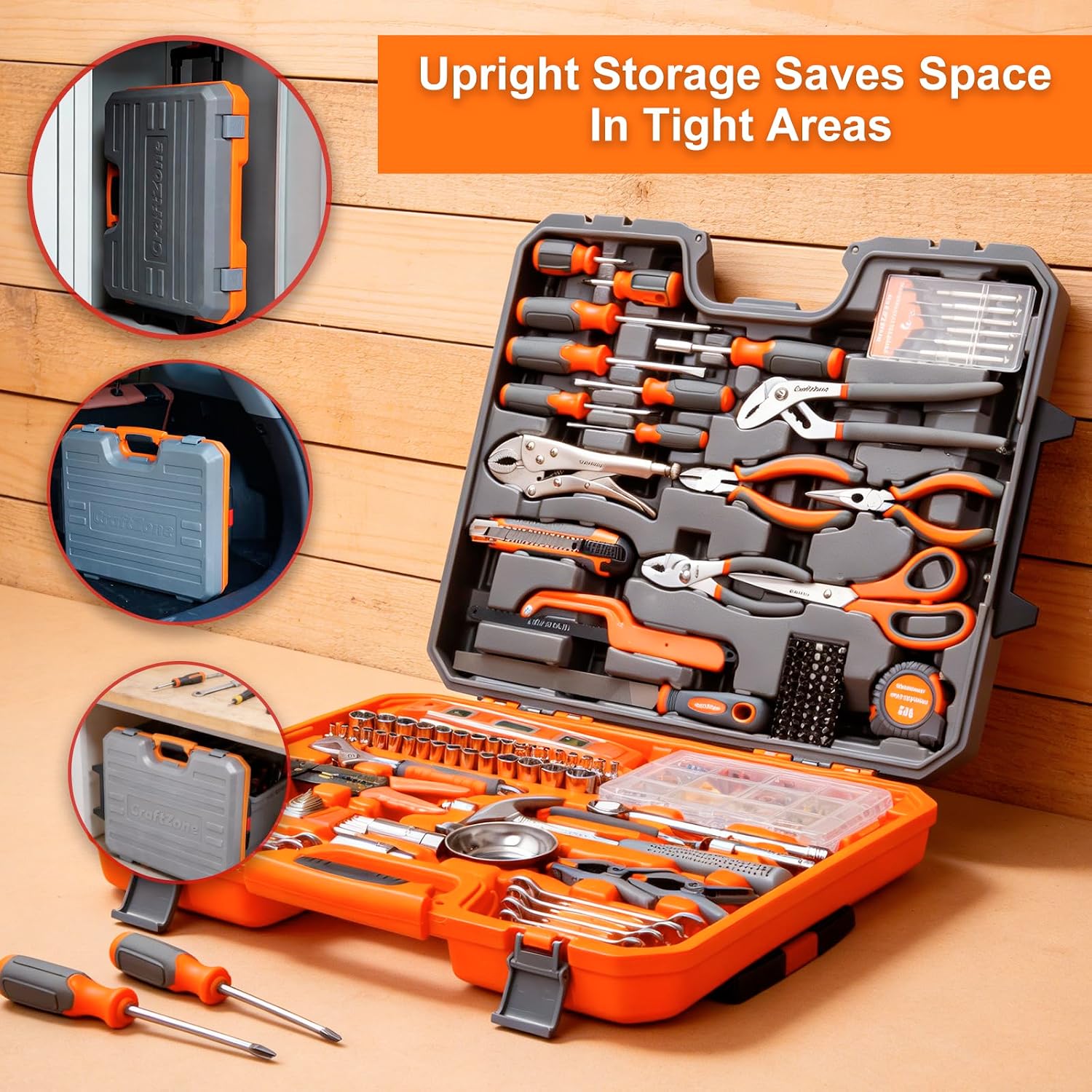 415 PCS Home Tool Set Kit with Heavy Duty Rolling Case Metric & SAE Sockets Wrenches Screwdrivers Pliers for Men Homeowners DIY Auto Repair Household Maintenance All in One Tool Kit