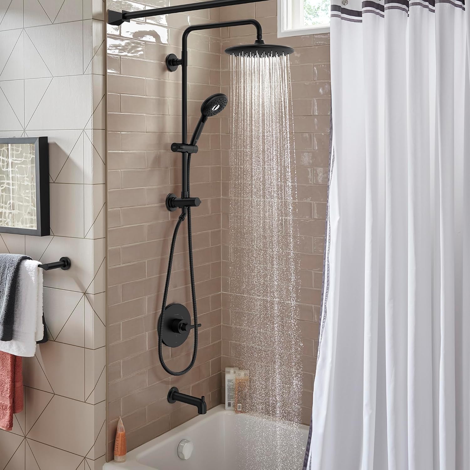 American Standard 1029072430 Spectra Versa 24-Inch 4-Function Retrofit Shower System with Rain Shower Head with Handheld Sprayer, 1.8 GPM, Matte Black