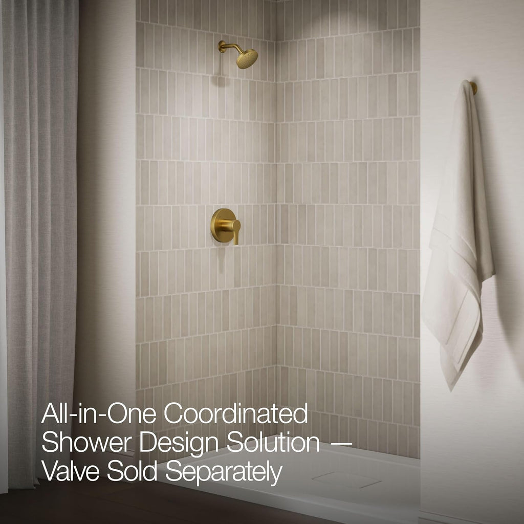 KOHLER TS35321-4G-2MB, Elate Rite-Temp Shower Trim with Single Function 1.75 GPM Showerhead, Vibrant Brushed Moderne Brass, Efficient Water Flow, Luxurious Shower Experience