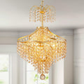 WUZUPS Golden-Hued Crystal Chandelier Pendant Flushmount Ceiling Light Modern Lighting Fixture for Bedroom Hallway Bar Kitchen Bathroom, H 20.1' x W 14.7', Gold, G9 Base