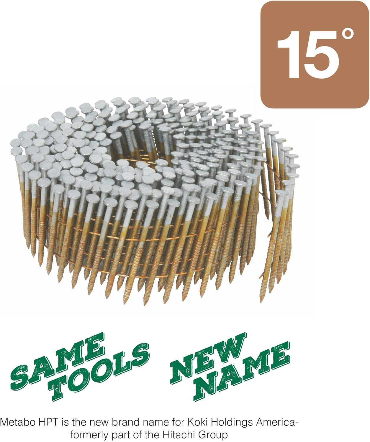 Metabo HPT 12214HPT Full Round Head Brite Basic Wire Coil Framing Nails 3-1/4' x .120 SC | 4000 Count