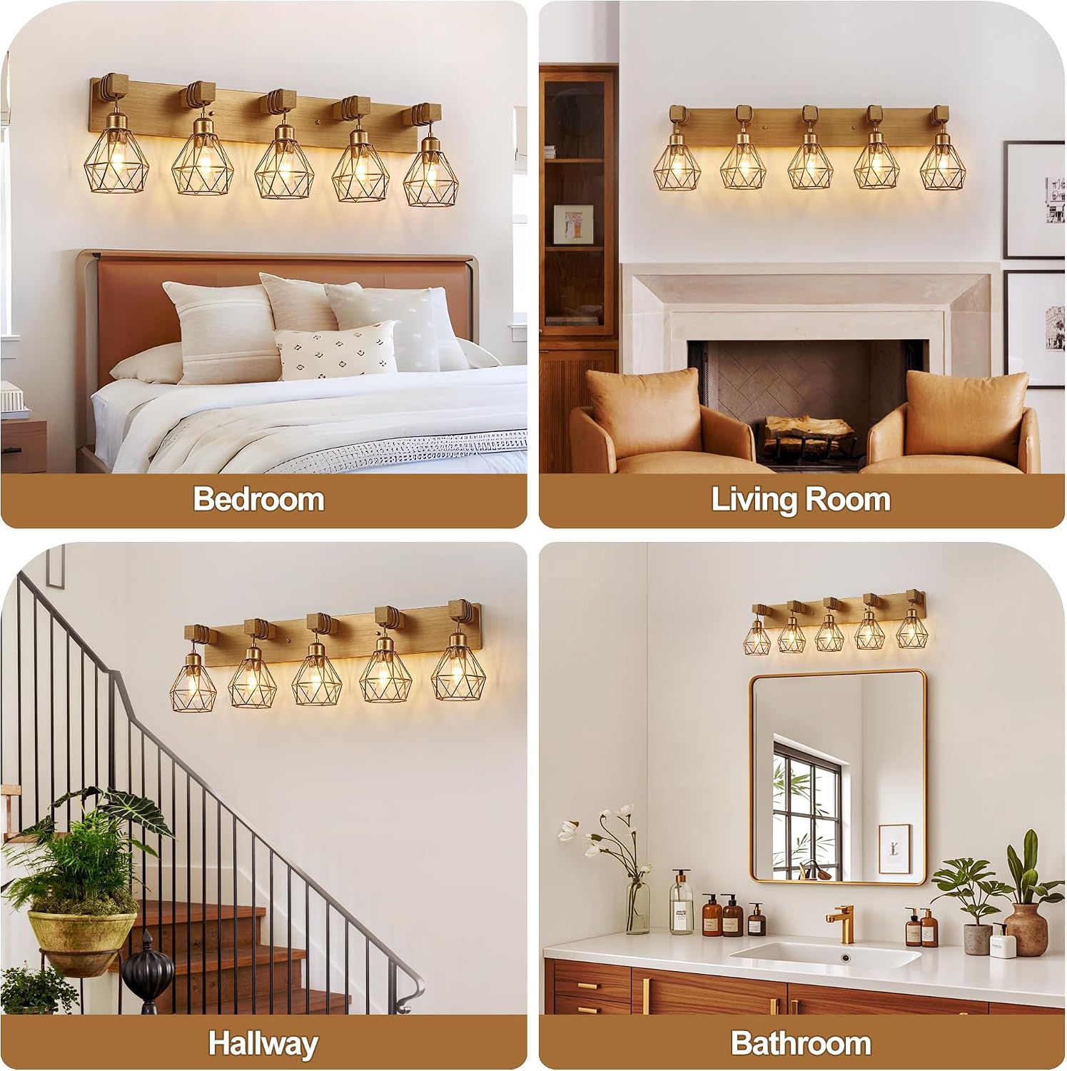 maesta Bathroom Gold Vanity Light Fixtures, 5-Light Gold Bathroom Light Fixtures Over Mirror, Sconces Wall Lighting with Elegant Metal Lampshade for Living Room, Bedroom, Hallway