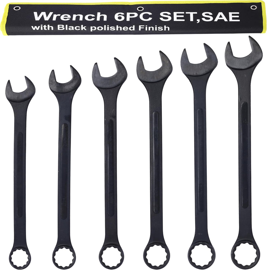 Jumbo Combination Wrench Set | 6 Piece | SAE | 1-3/8' to 2' | Open End | Storage Bag Included | for Professional Mechanic Use – Large Wrench Set