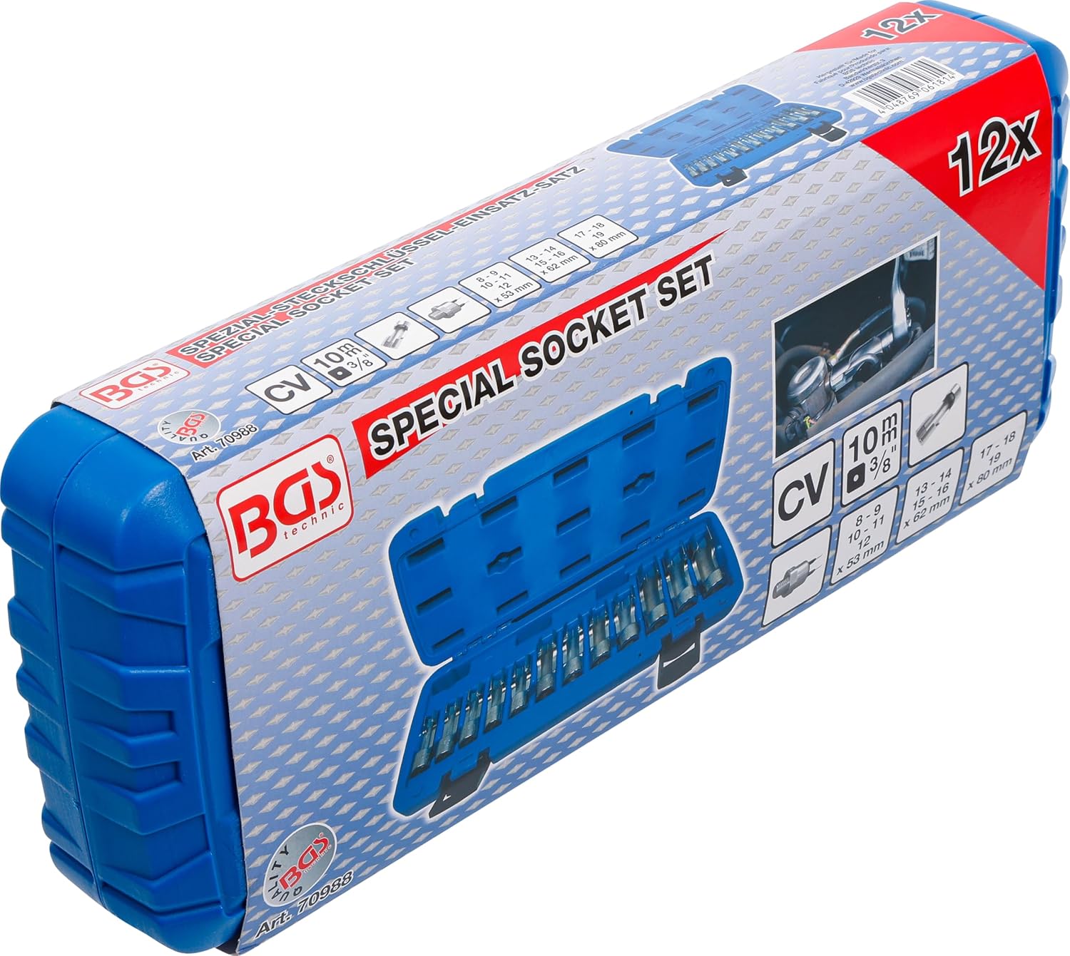 BGS 70988 | Special Socket Set, slotted | 10 mm (3/8') Drive | 8-19 mm | 12 pcs.