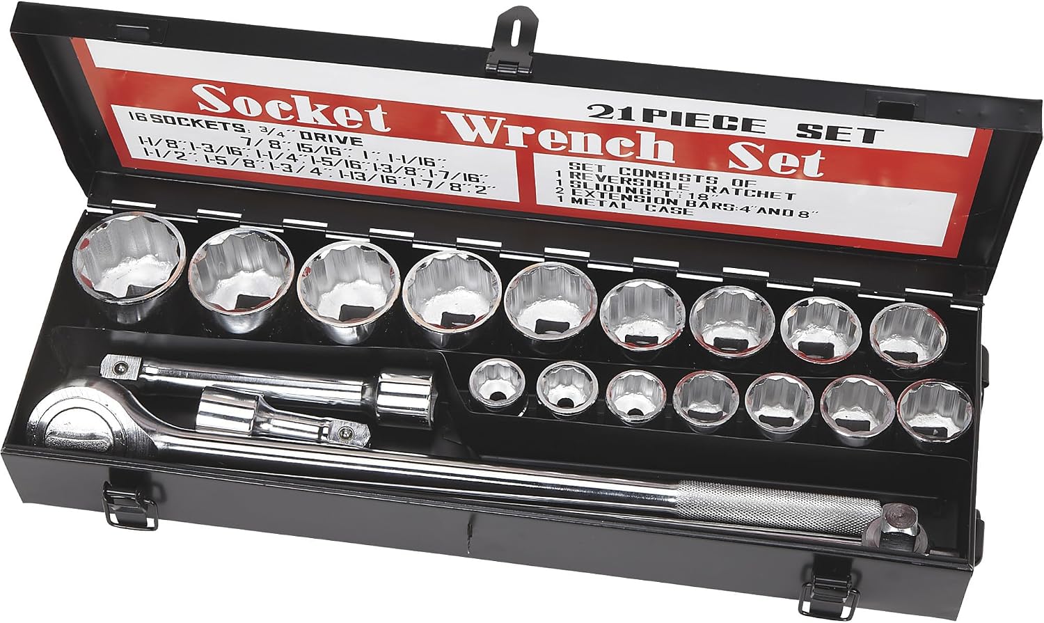 Ironton Heavy-Duty Jumbo Socket Set - 21-Pc 3/4in.-Drive, SAE