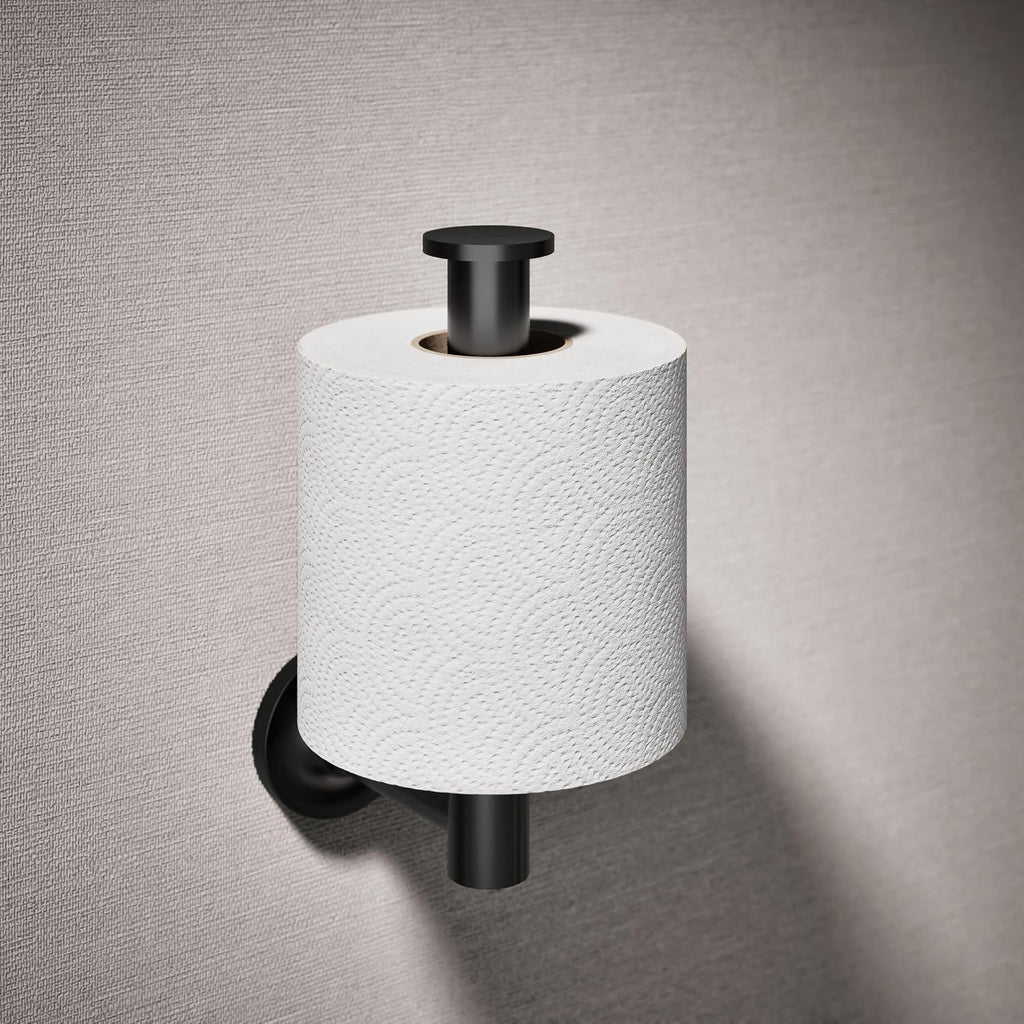 KOHLER 14444-BL Purist Vertical Toilet Paper Holder Wall Mount, Metal Toilet Paper Holder, Matte Black