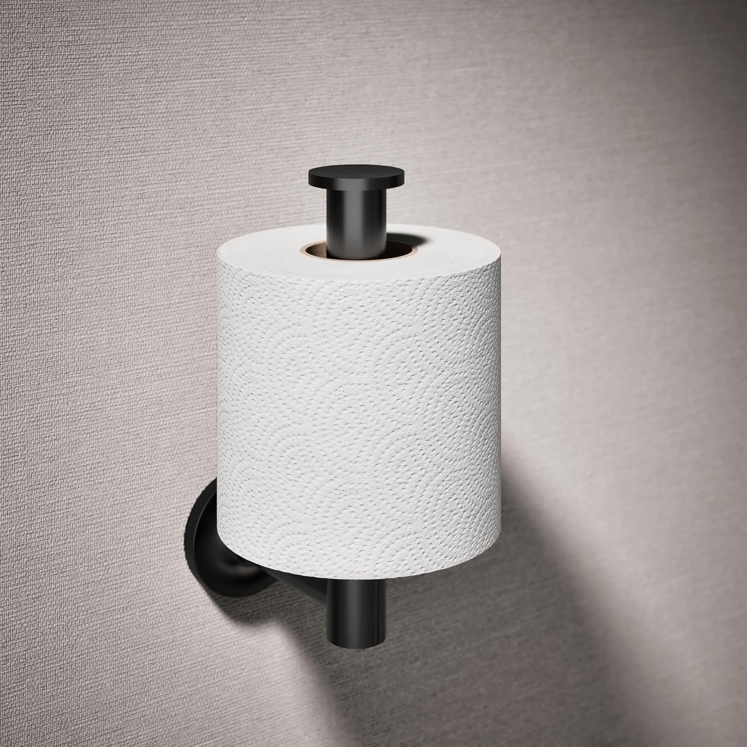 KOHLER 14444-BL Purist Vertical Toilet Paper Holder Wall Mount, Metal Toilet Paper Holder, Matte Black