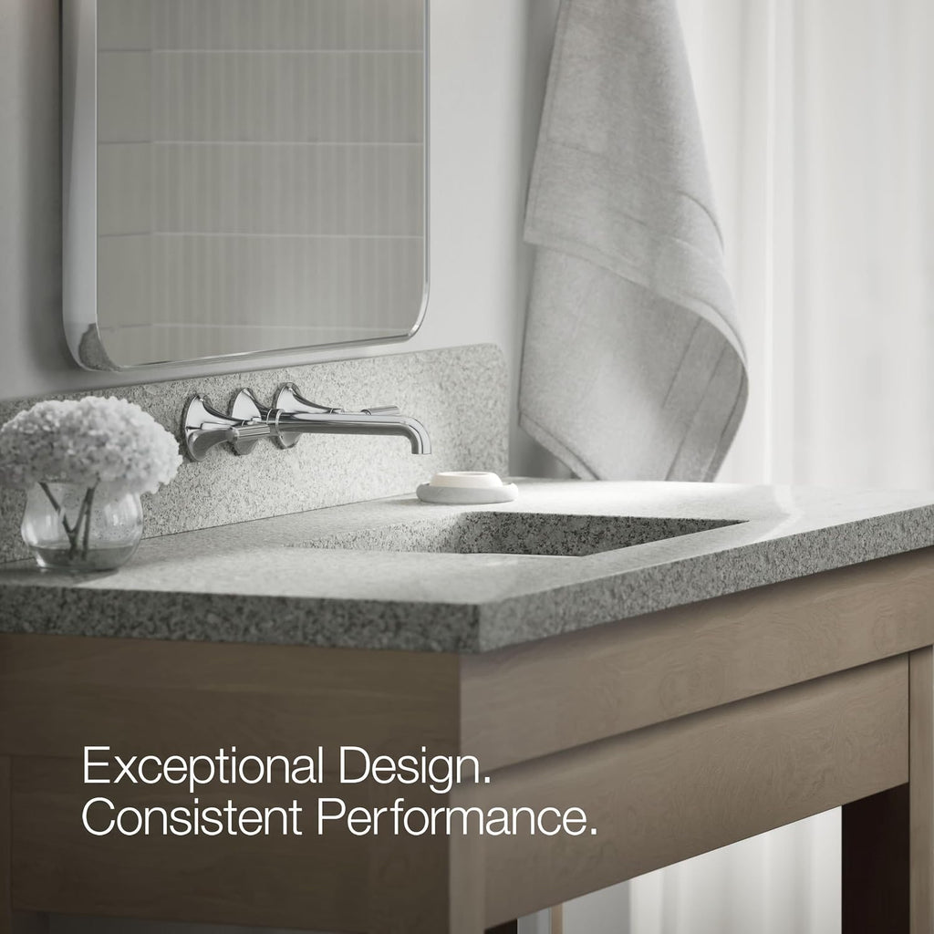 Kohler T26439-4-CP Tone Wall-Mount Bathroom Sink Faucet Set, Bathroom Faucet with Two Lever Handles, Polished Chrome