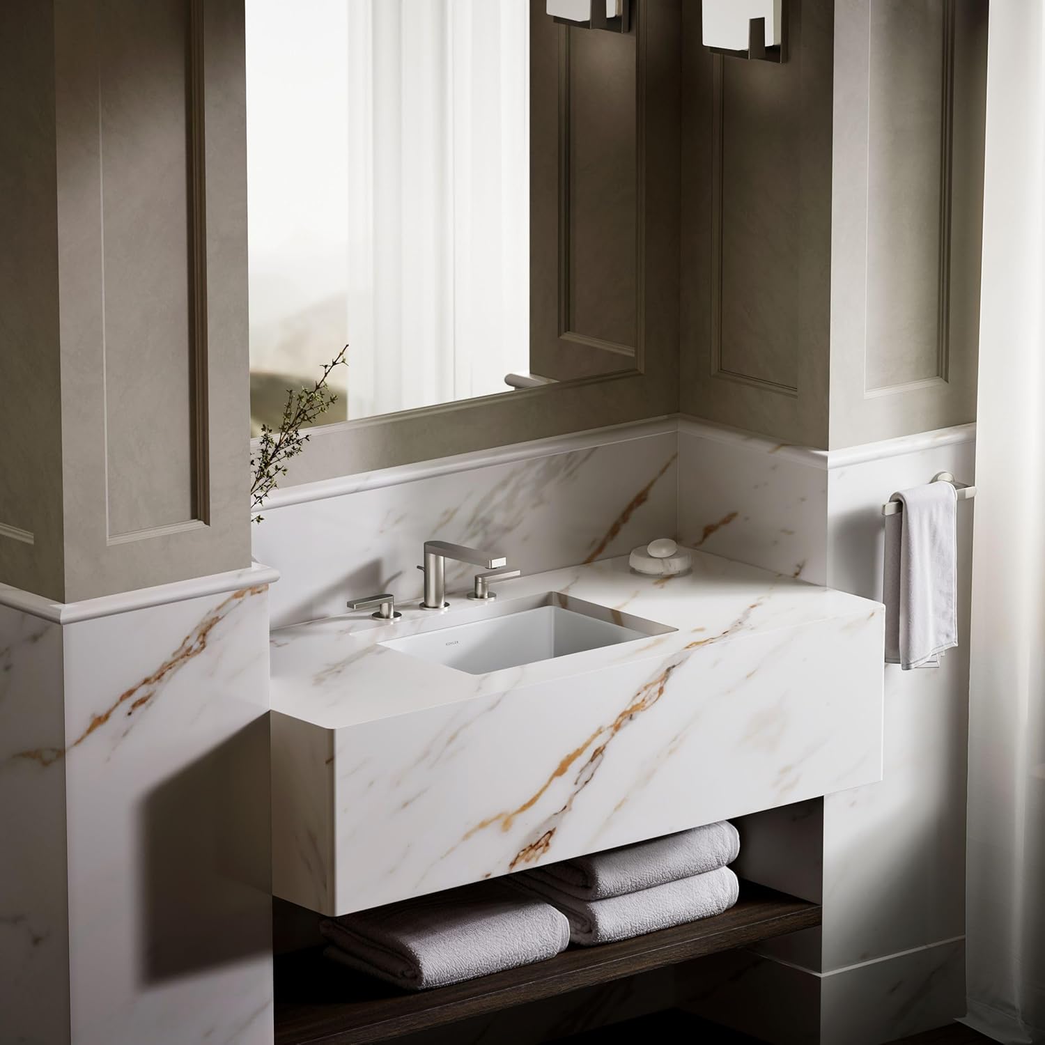 KOHLER 2882-0 Verticyl Rectangular Undermount Bathroom Sink, 19 3/4', White