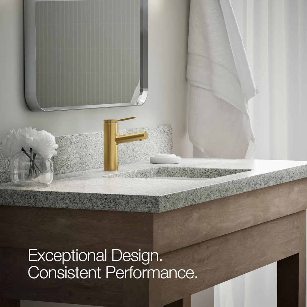 Kohler K-35048-4K-2MB Elate® Single-Handle Bathroom Sink Faucet, Bathroom Faucets,1.0 GPM, Vibrant Brushed Moderne Brass