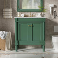 Virubi 30 Inch Small Bathroom Vanity with Sink and 2-Door Cabinet, Modern Bathroom Storage Cabinet with Adjustable Shelf and Soft-Close Door, Solid Wood Frame(Green)