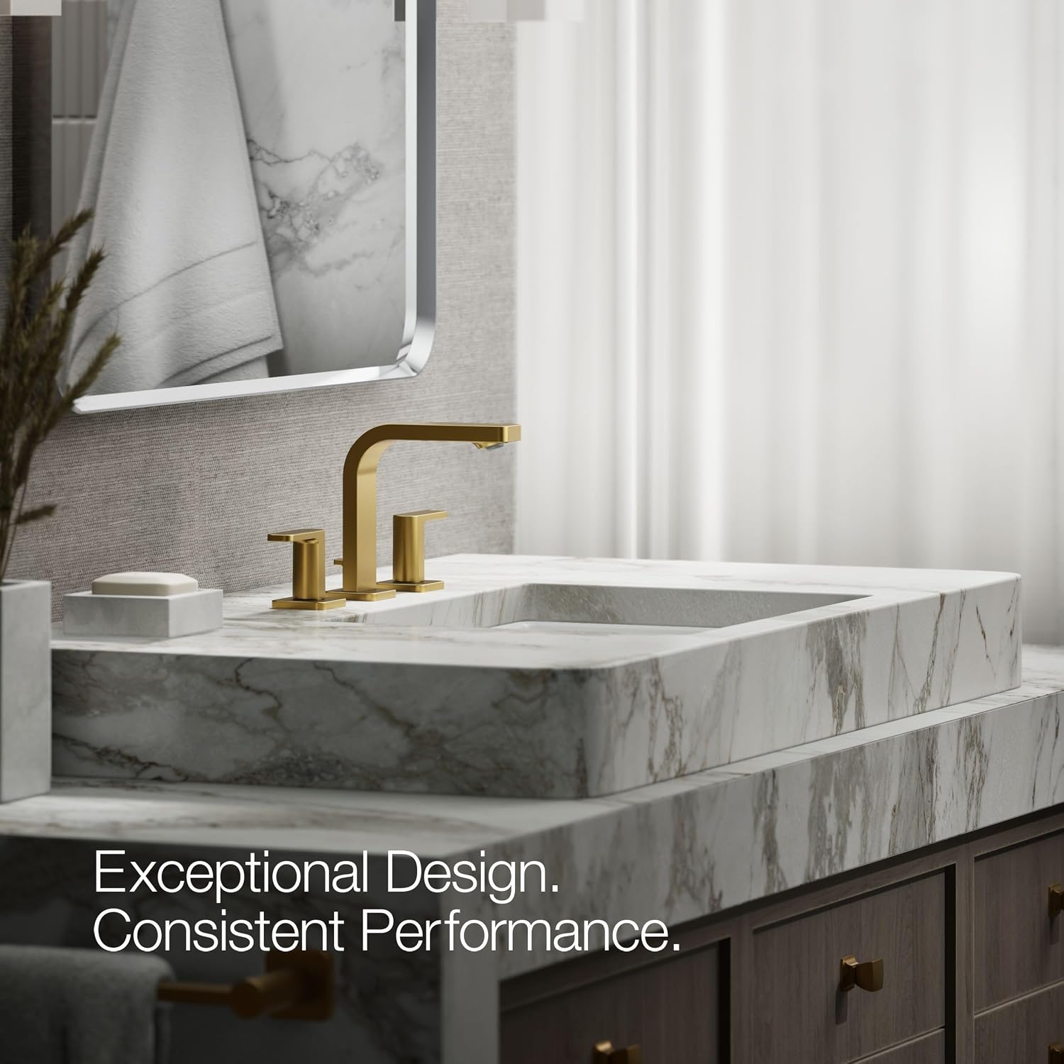 Kohler 23484-4-2MB Parallel® Widespread Bathroom Sink Faucet, 1.2 gpm, Vibrant Brushed Moderne Brass