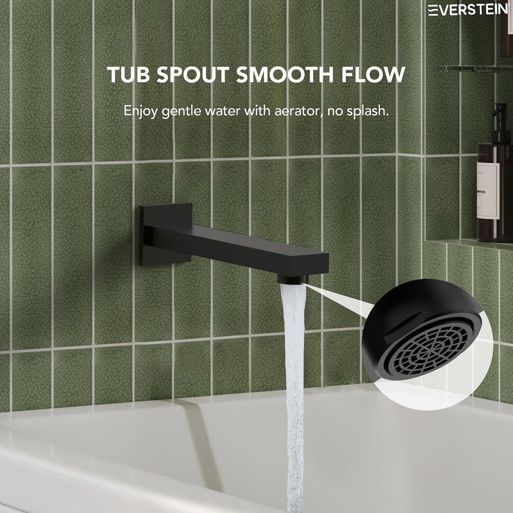 Shower Tub Faucet Set, 10' Bathroom Rainfall Shower Head Fixtures Combo with Handheld Spray and Tub Spout, Matte Black (Valve Included)