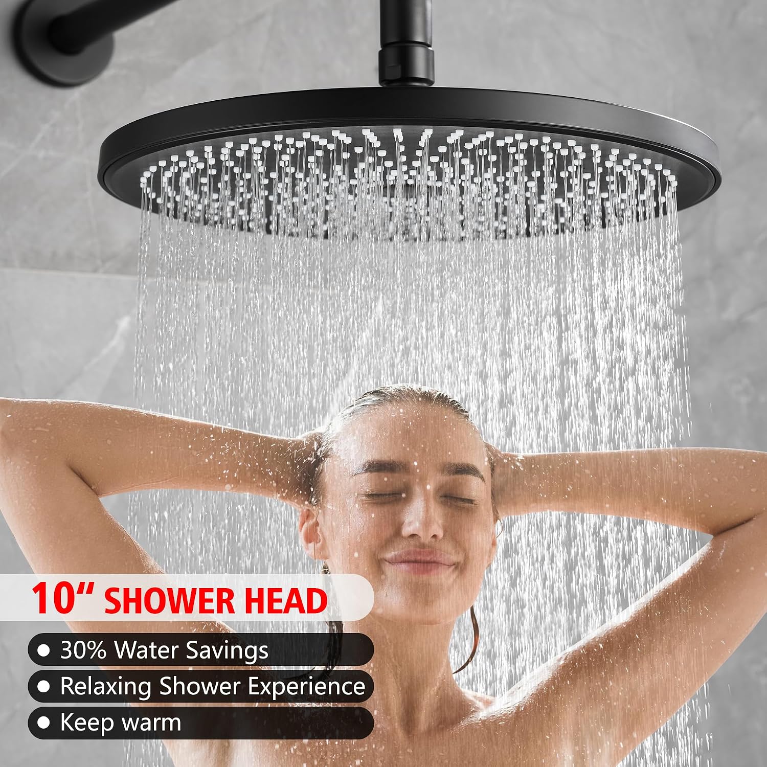 sumerain Matte Black Concealed Shower Faucet Set, Rain Shower System with 10 Inch Shower Head,Shower Fixtures with Handheld Spray Included Valve and Trim Kit