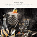 MACKENZIE-CHILDS 3260 Ice Bucket, Decorative Stainless-Steel Bucket and Ice-Cube Bin, Black-and-White Courtly Check