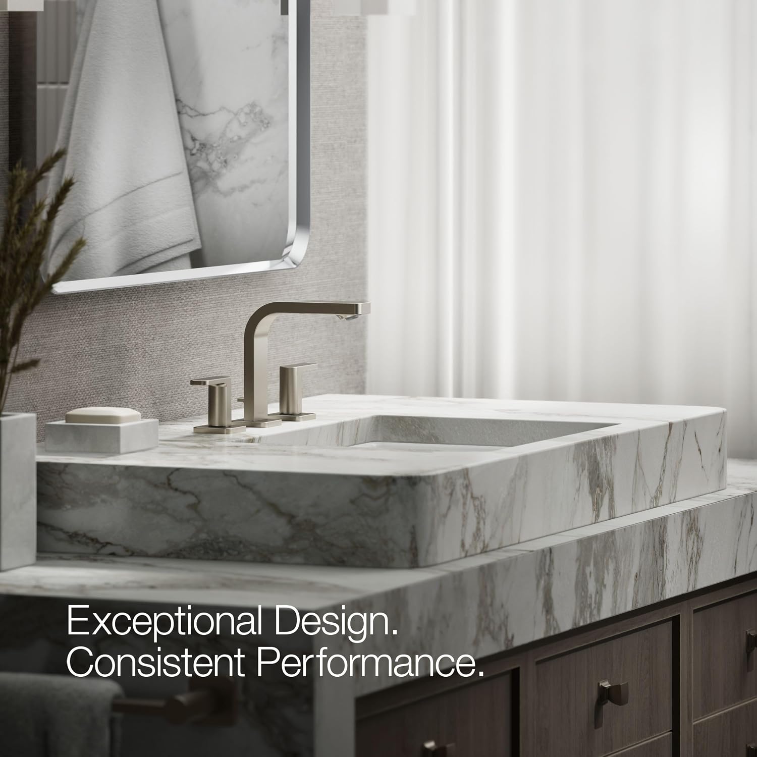 Kohler 23484-4-BN Parallel® Widespread Bathroom Sink Faucet, 1.2 gpm, Vibrant Brushed Nickel