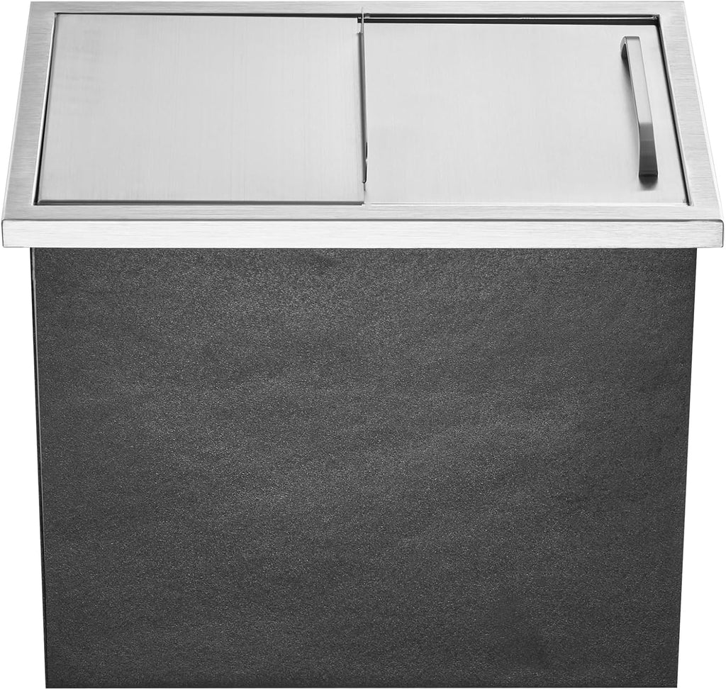 Happybuy Drop in Ice Chest 18L x 12W x 14.5H Inch Stainless Steel Ice Cooler with Sliding Cover Drop in Ice Bin Included Drain-Pipe and Drain Plug for Cold Wine Beer
