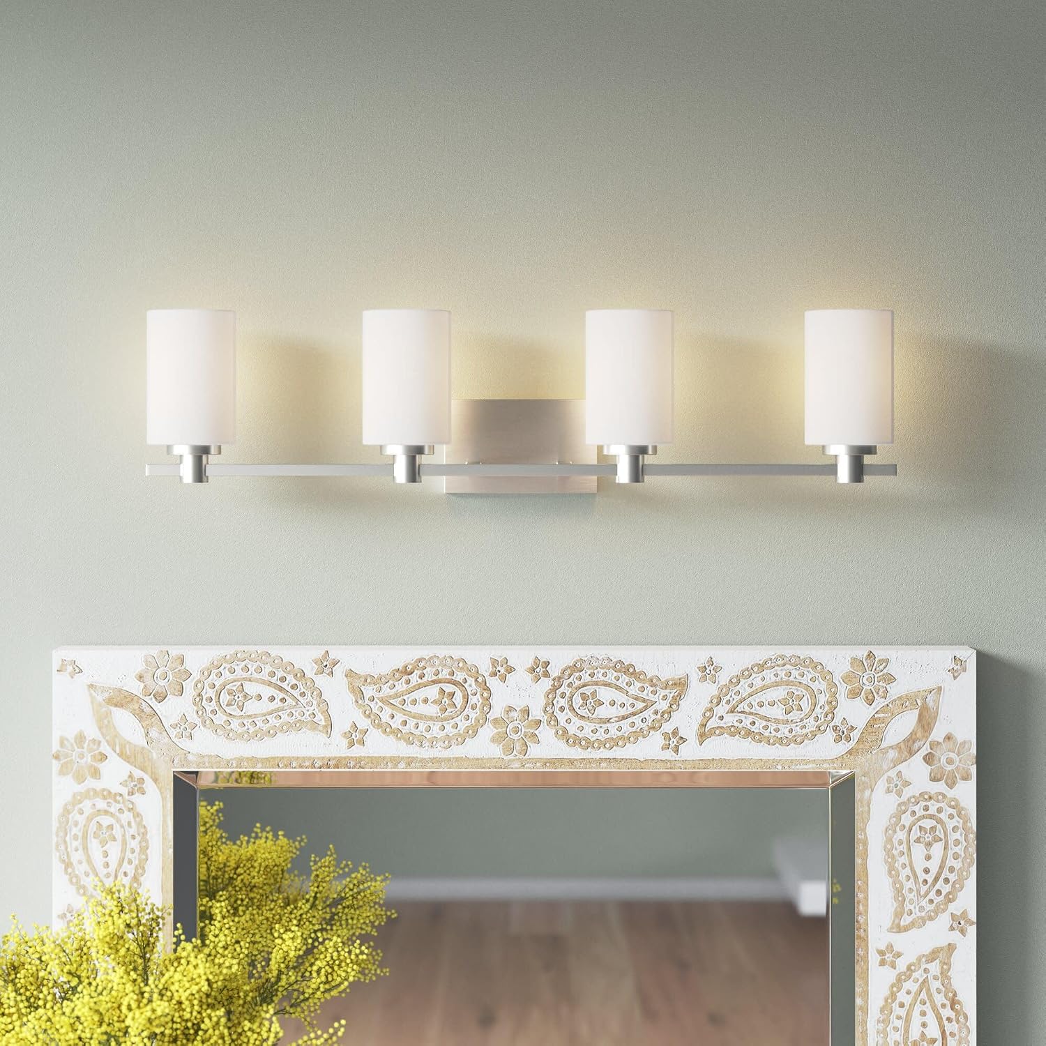 Hinkley Karlie Transitional Four Light Bathroom Vanity Fixture, Brushed Nickel