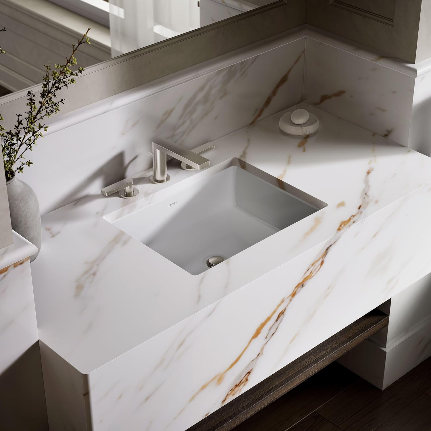KOHLER 2882-0 Verticyl Rectangular Undermount Bathroom Sink, 19 3/4', White
