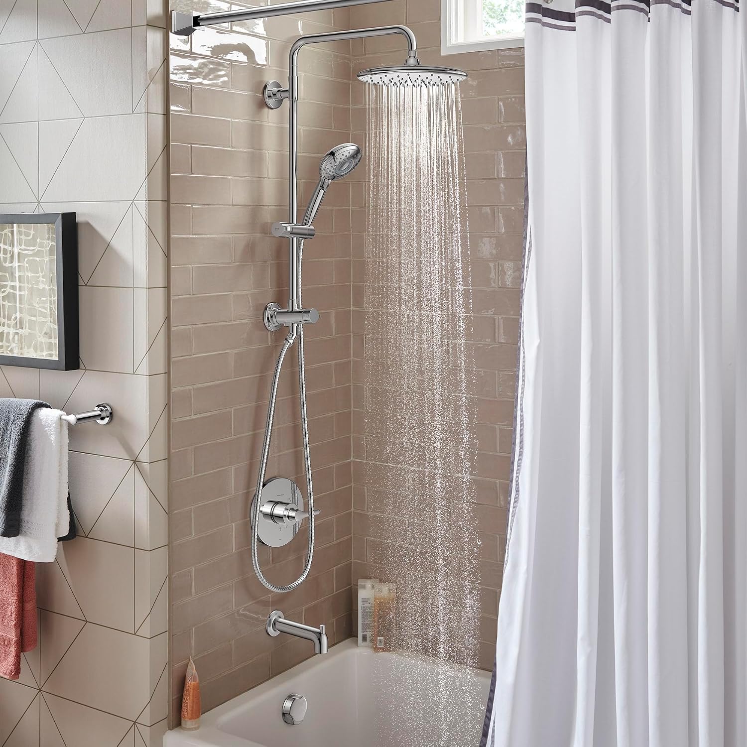 American Standard 1029070000 Spectra Versa 24-Inch 4-Function Retrofit Shower System with Rain Shower Head with Handheld Sprayer, 1.8 GPM, Polished Chrome