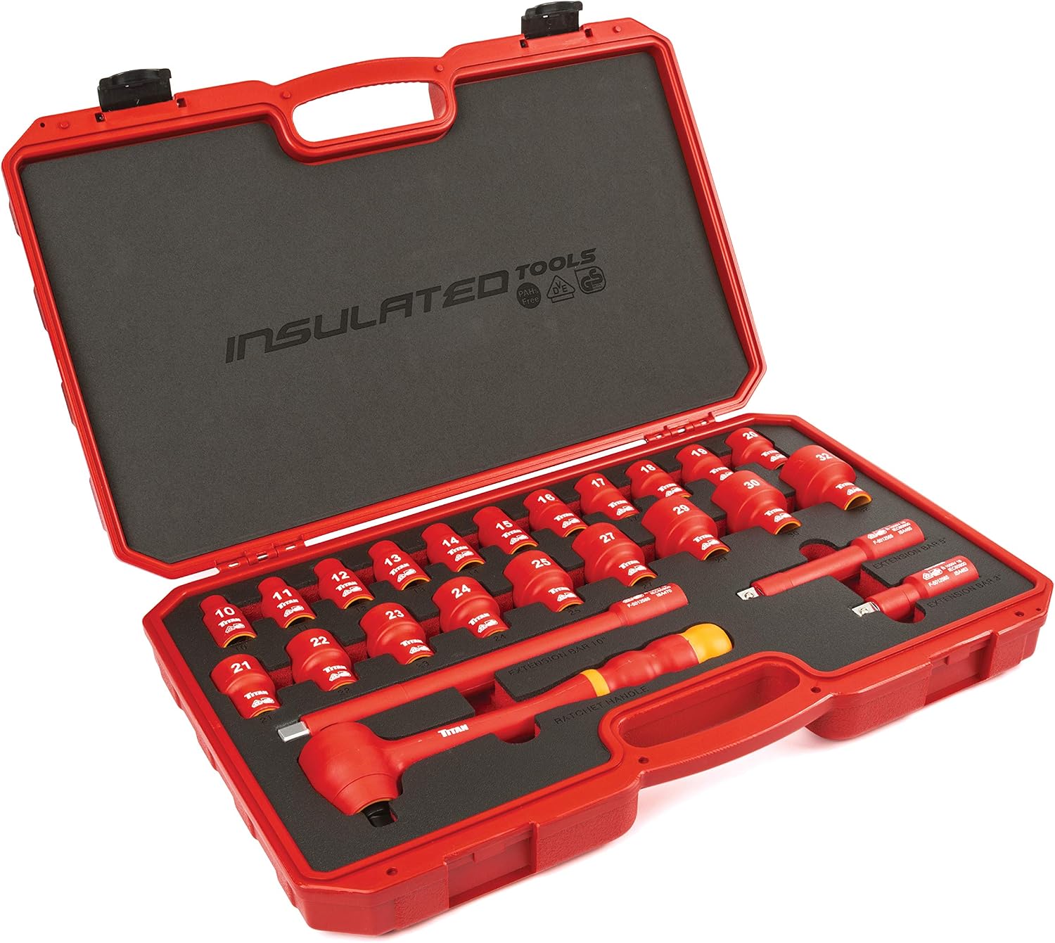 Titan 62100 24-Piece 1/2-Inch Drive VDE Insulated Socket Set