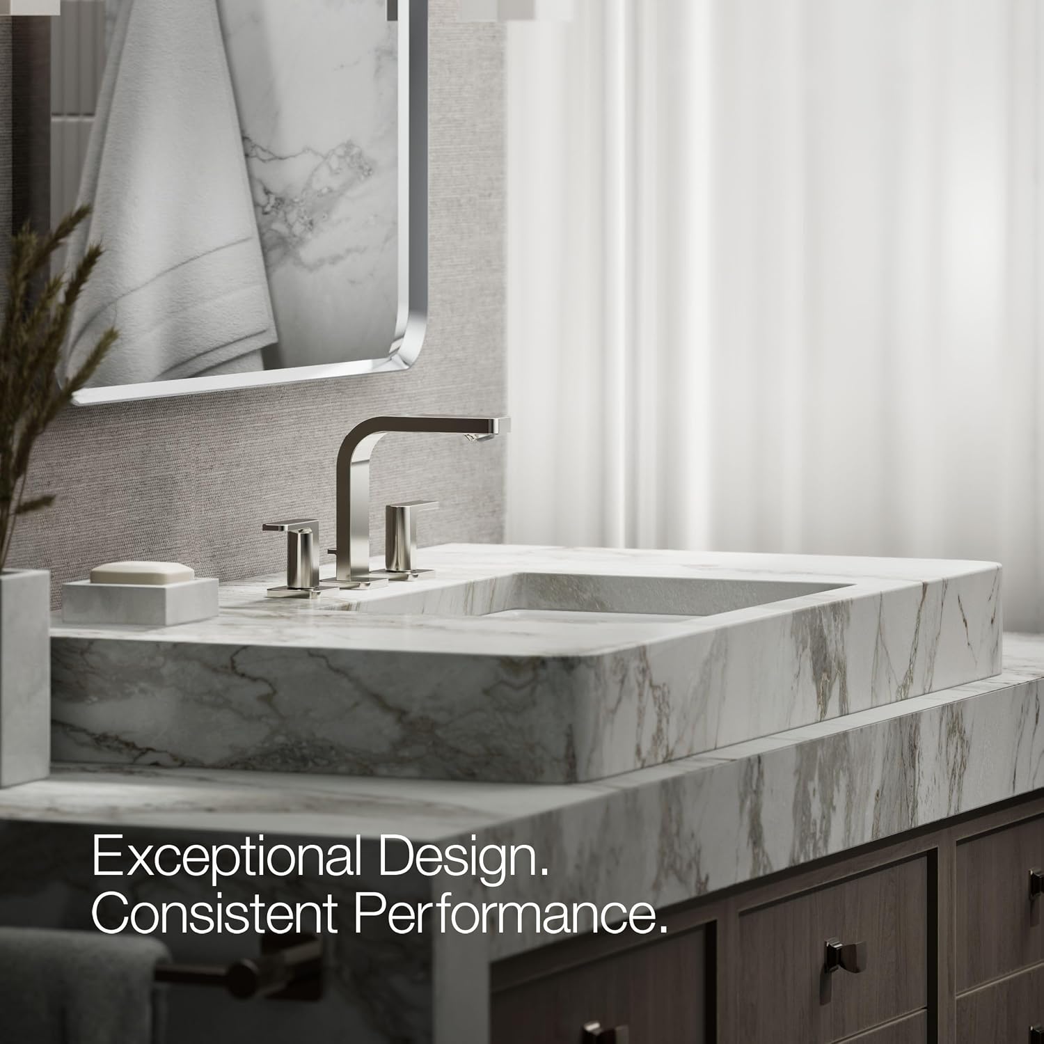 Kohler 23484-4-SN Parallel® Widespread Bathroom Sink Faucet, 1.2 gpm, Vibrant Polished Nickel