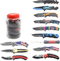 Snake Eye Tactical Spring Assisted Pocket Knife Set, 48 & 24 Different Knives, 4.5 Inch Closed, 3.5 Inch Blade, Counter Display Jar (Assorted-1328-24)