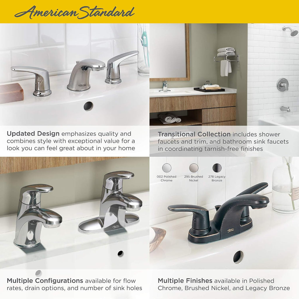 American Standard 7075000.295 Colony Pro Single-Handle Bathroom Faucet with Metal Drain, 1.2 GPM, Brushed Nickel