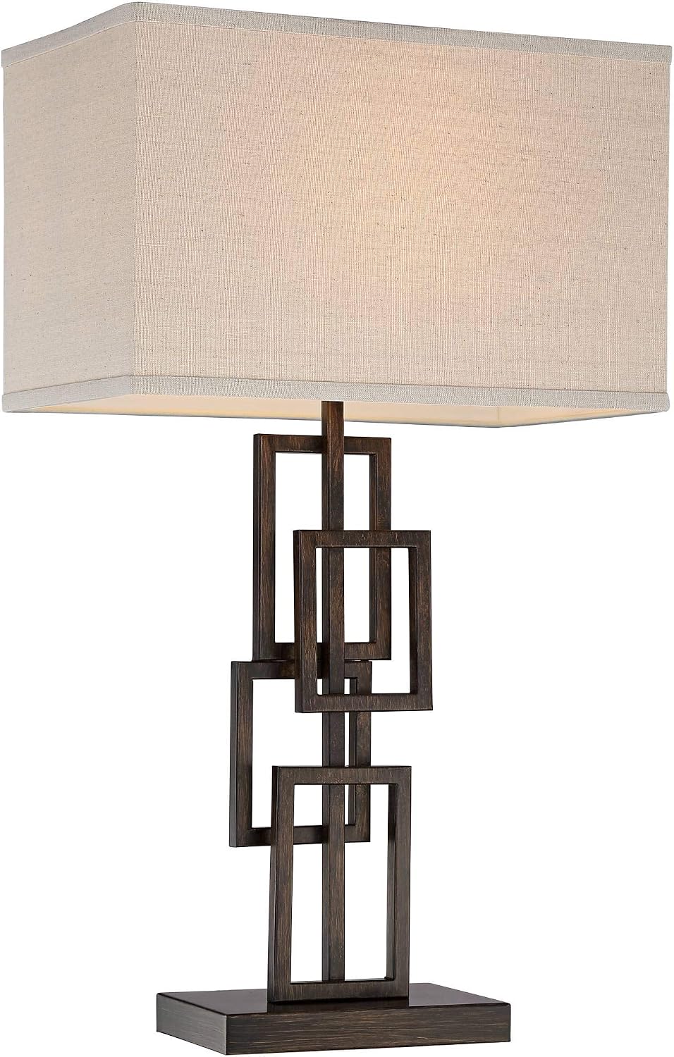 360 Lighting Kory Modern Industrial Table Lamps 26 1/2' Tall Set of 2 Dark Bronze Metal Sculptural Stacked Geometric Rectangular Shade for Bedroom Living Room House Home Bedside Nightstand Entryway