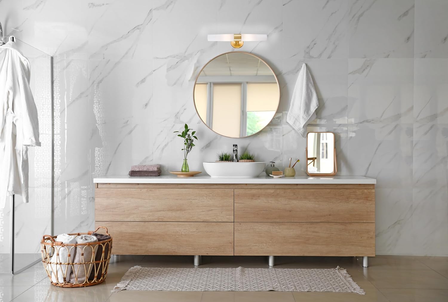 GEORGE KOVACS P5042-248 Saber Vanity Bath Light, 2-Light, 120 Total Watts, 4.75-in H x 20-in W, Honey Gold