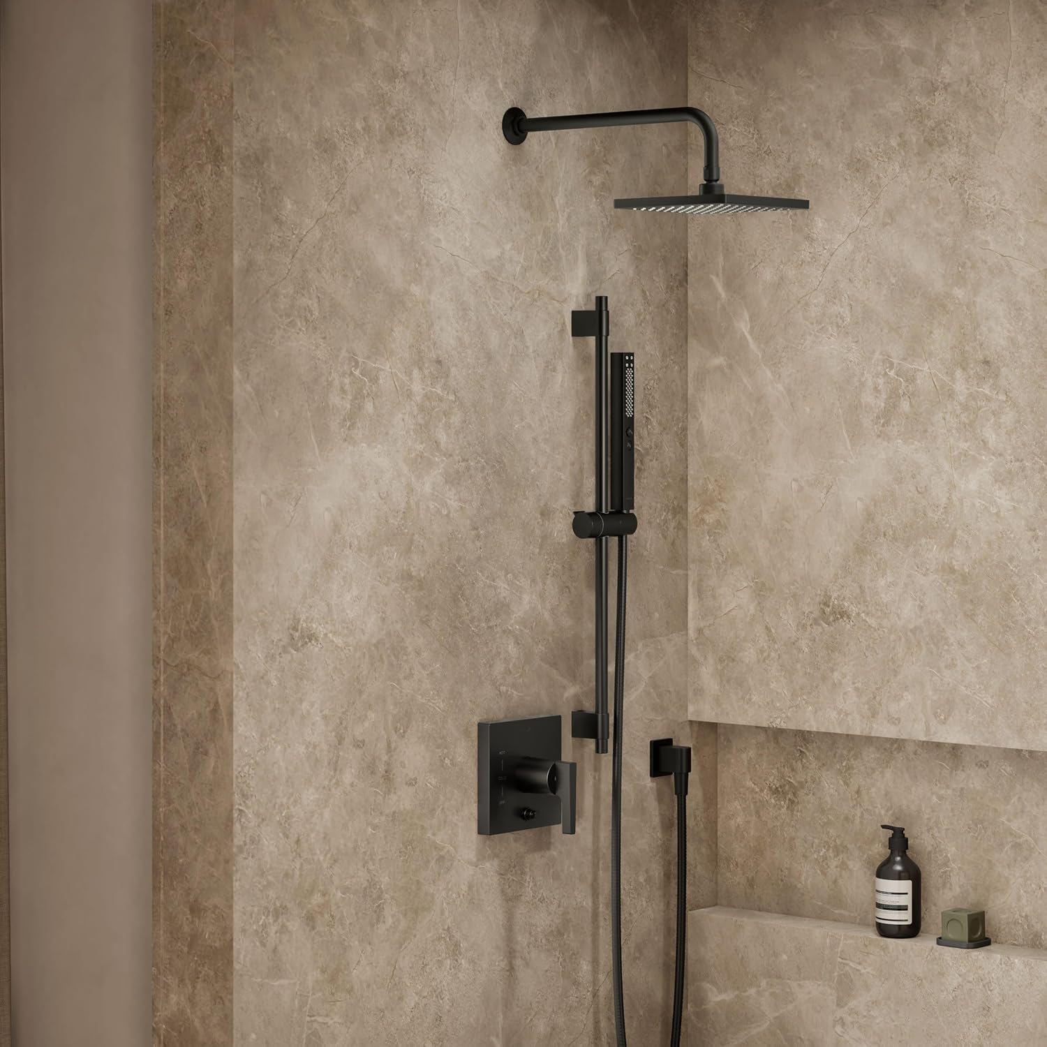 Kohler K-26273-Y-BL Honesty Shower Kit with Showerhead, Handshower, and Trim, 2.5 gpm, Matte Black