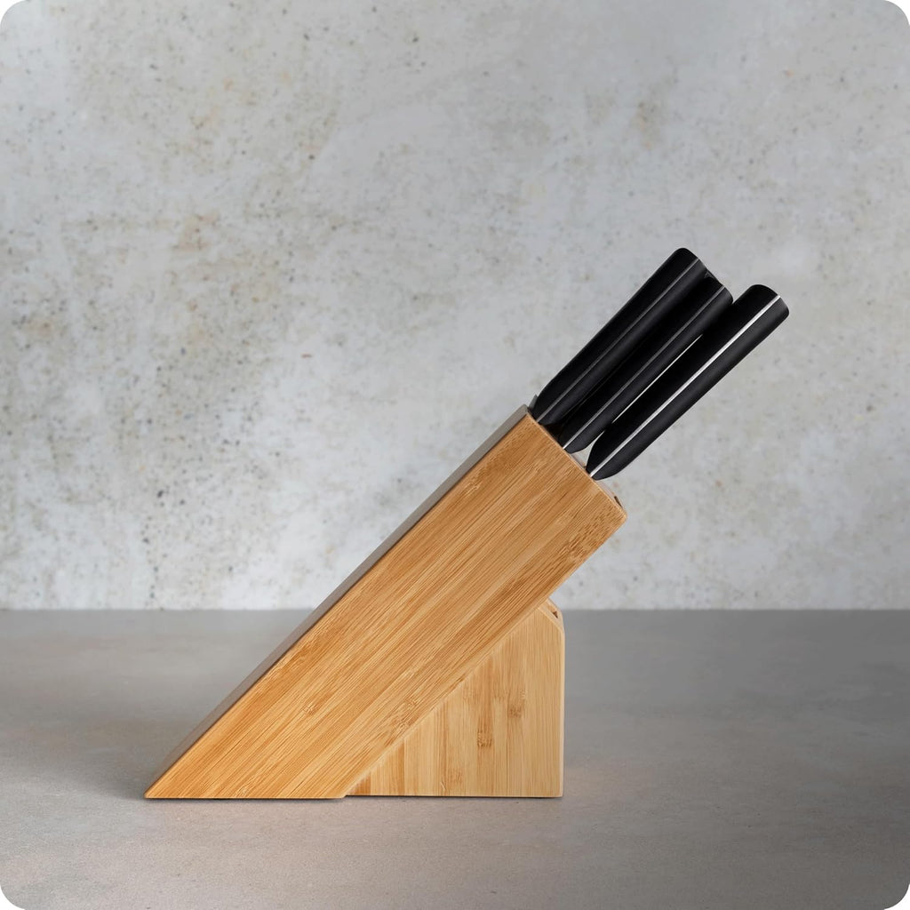 Kai PRO 5 Piece Slimline Block Set, Includes 8' Chef, 3.5' Paring and 6' Utility Knives, Knife Block Set, Japanese AUS6M Stainless Steel Blades, Full-Tang POM Handles