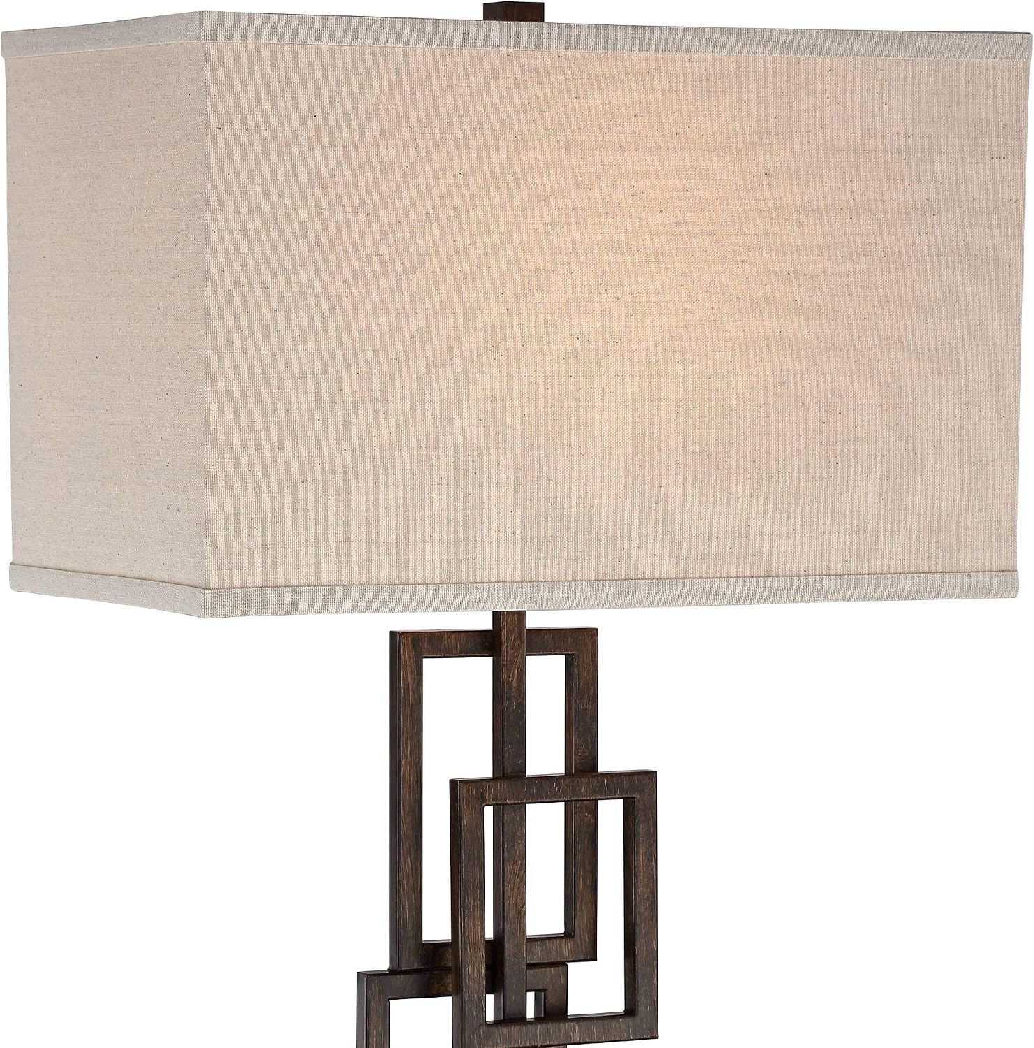 360 Lighting Kory Modern Industrial Table Lamps 26 1/2' Tall Set of 2 Dark Bronze Metal Sculptural Stacked Geometric Rectangular Shade for Bedroom Living Room House Home Bedside Nightstand Entryway