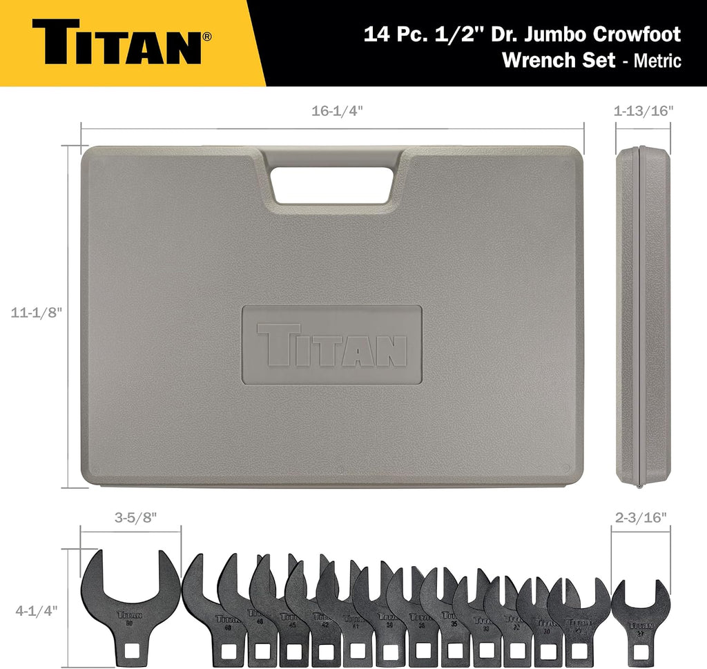 Titan 17299 14-Piece 1/2-Inch Drive Metric Jumbo Crowsfoot Wrench Set (Pack of 2)