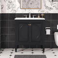 30 Inch Black Bathroom Vanity with Sink,Vintage Bathroom Sink Cabinet 30 Inch,Drop-In with Integrated Countertop,2 Storage Door Organizers & Sliding Tray,Adjustable Shelf,Soft Closing,Solid Wood Frame