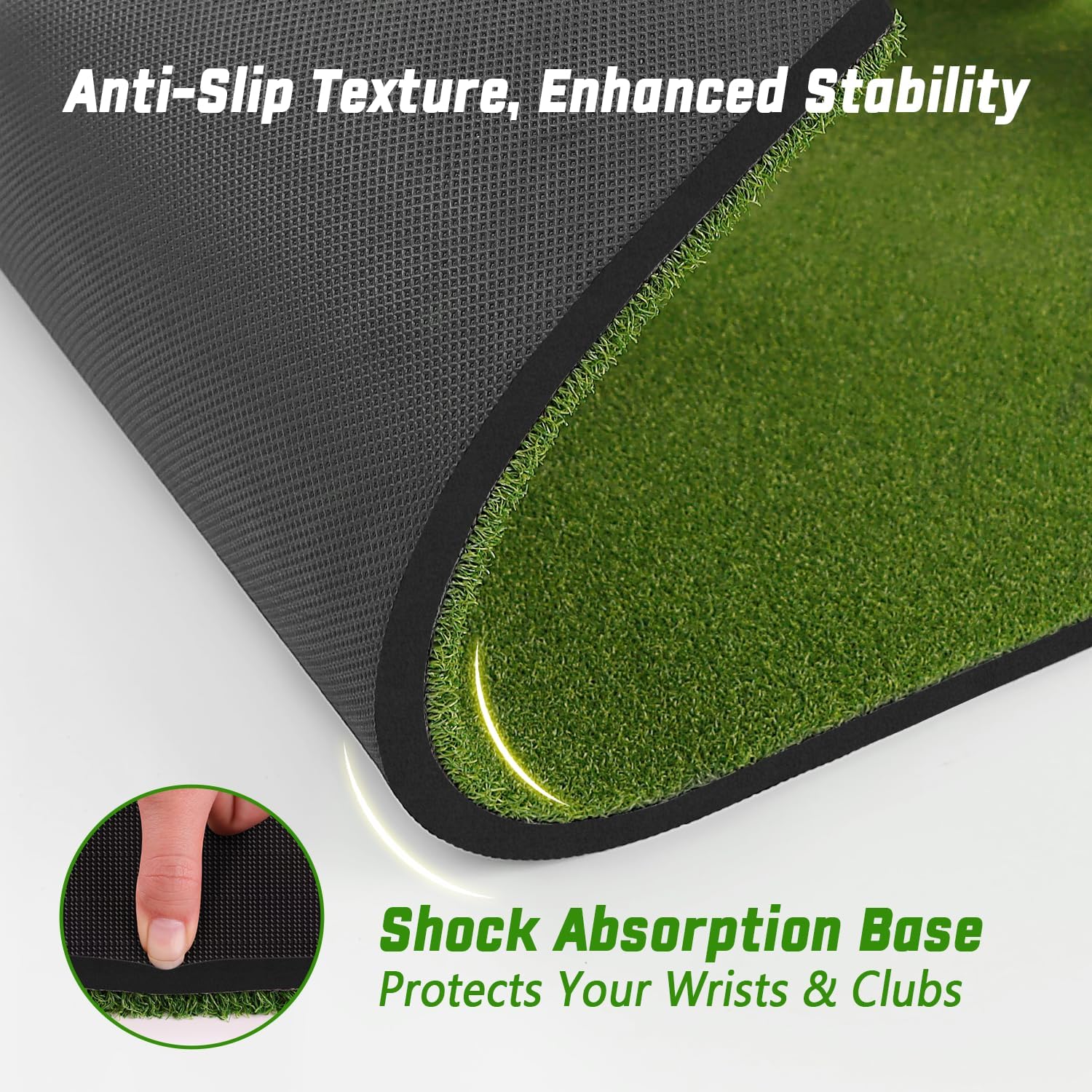 DCQ Real Feel Golf Hitting Mat, 6x4ft & 5x4ft Golf Mat, Approach Angle Training, Practice Outdoor & Indoor, Driving Chipping Putting, Golf Turf Mat, Simulator Mat