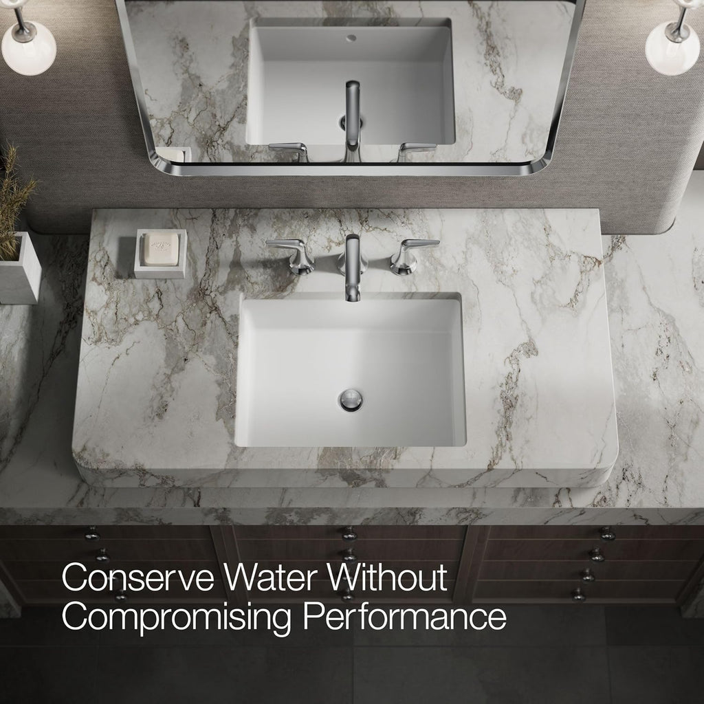Kohler K-22020-4-CP Kohler K-22020-4 Tempered 1.2 GPM Widespread Bathroom Faucet with UltraGlide and Pop-Up Drain Assembly