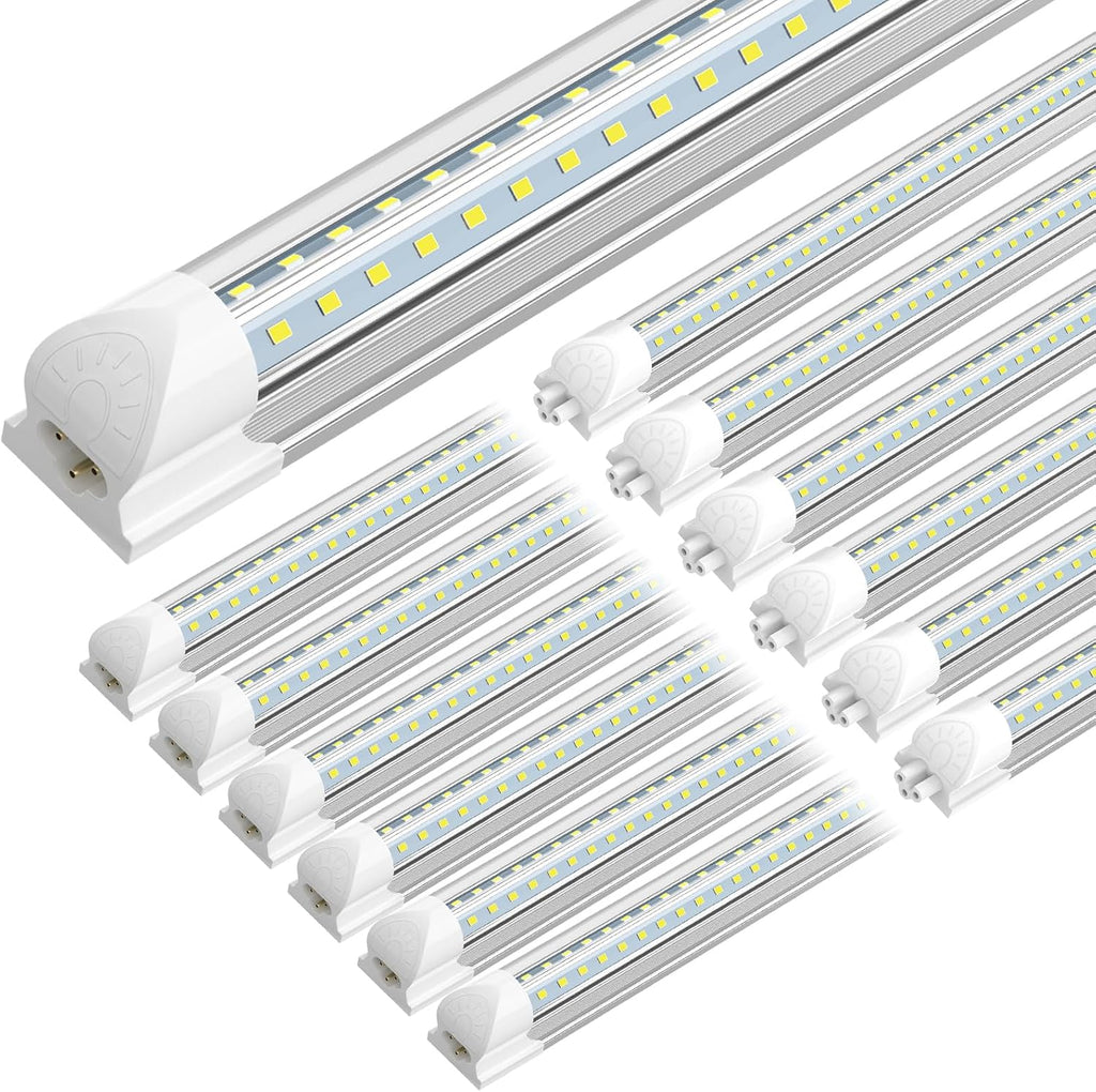 SHOPLED (12-Pack 4FT LED Shop Light, 45W 6300LM 6000K Cool White, Linkable V-Shape T8 LED Tube Lights Fixtures, 4 Foot Shop Lights for Garage Workshop Warehouse, Plug and Play, ETL Listed