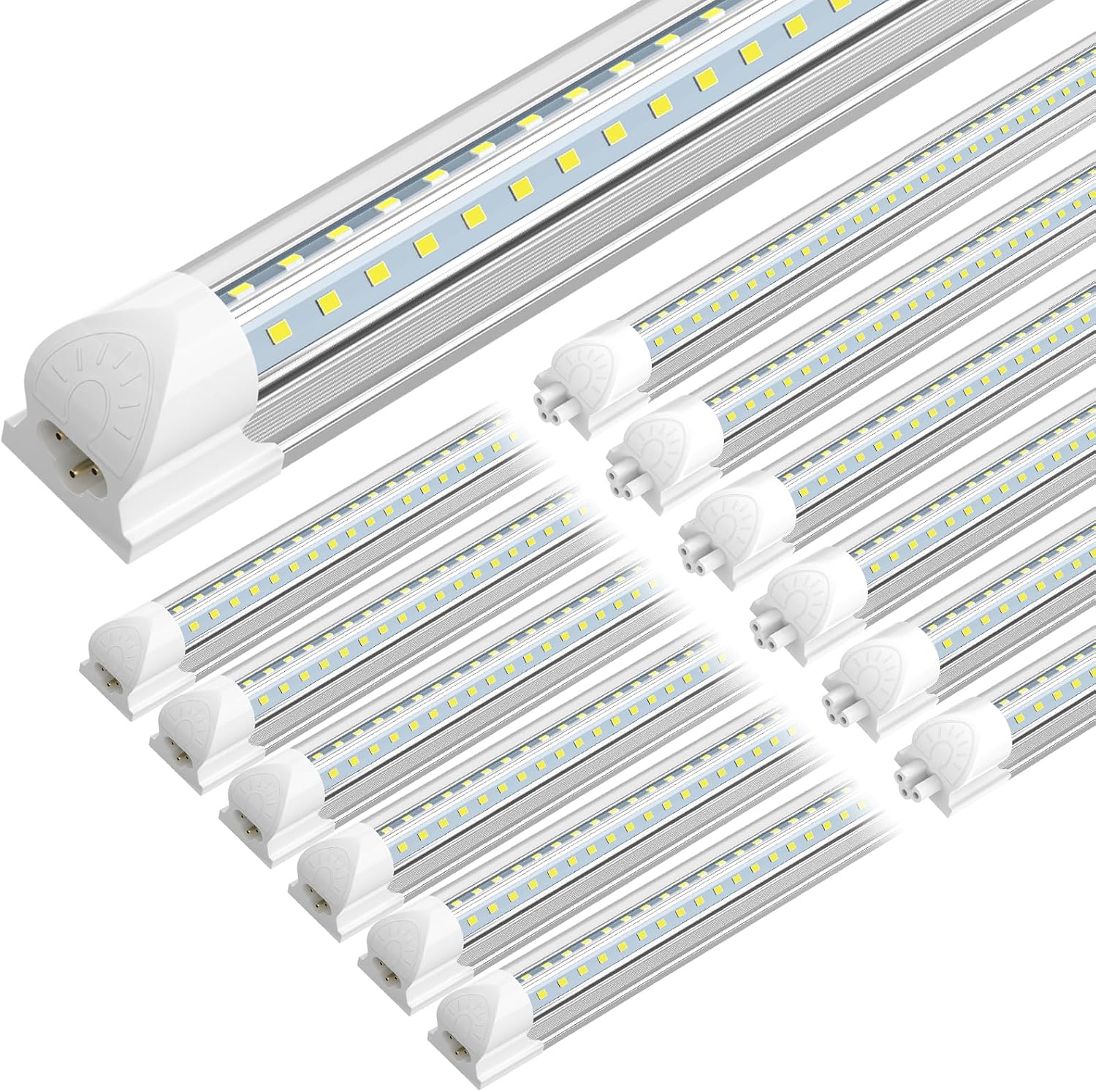 SHOPLED (12-Pack 4FT LED Shop Light, 45W 6300LM 6000K Cool White, Linkable V-Shape T8 LED Tube Lights Fixtures, 4 Foot Shop Lights for Garage Workshop Warehouse, Plug and Play, ETL Listed