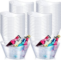 Norme 64 Pcs Oval Storage Tub with Handles, 4.5L Plastic Clear Ice Bucket Wine Beer Champagne Bottle Drink Cooler Tub for Christmas Parties Beverage, Storage Basket Gift