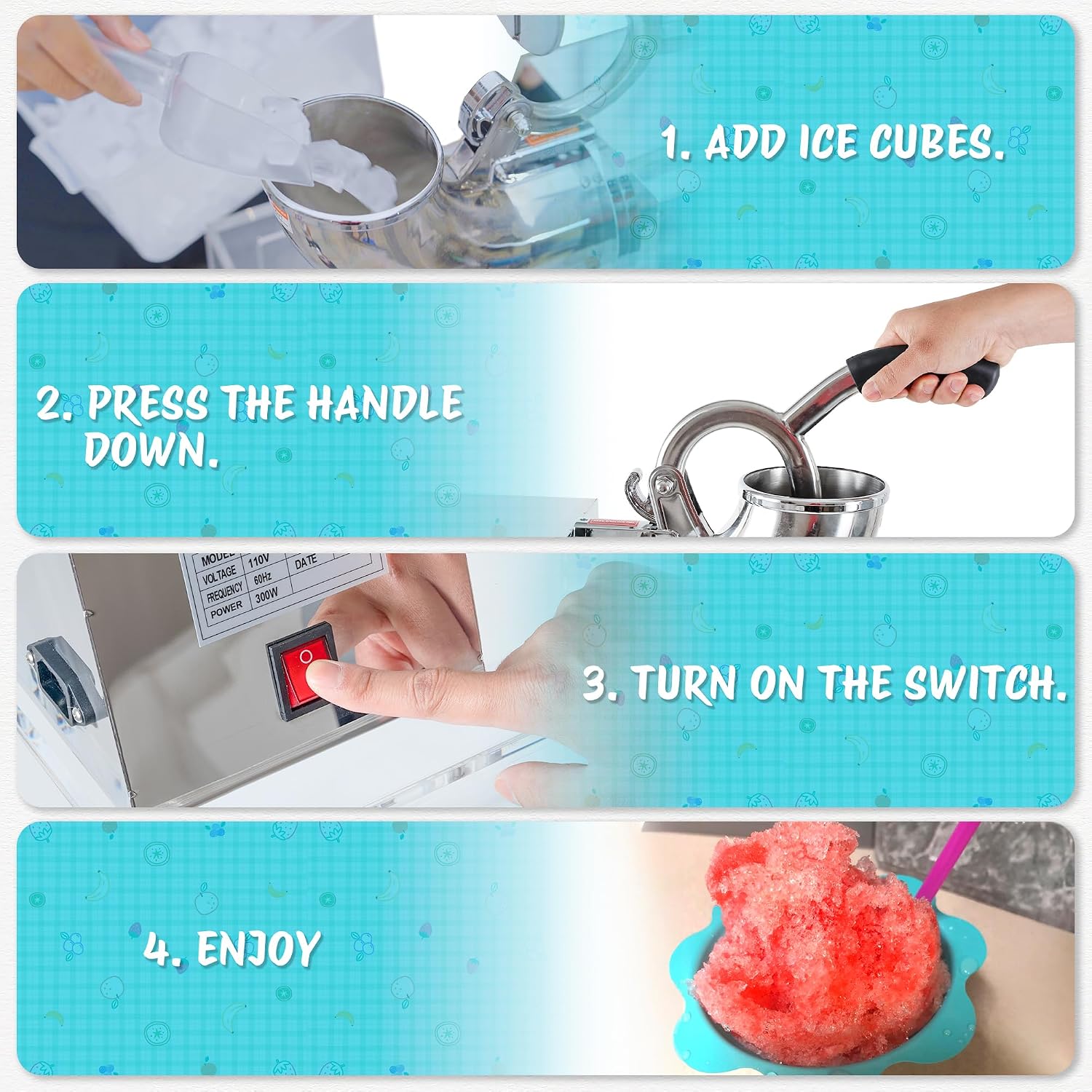 VALONDINO 48L Snow Cone Machine, 500LB/H Commercial Shaved Ice Machine for Snow Cones, 300W Electric Fluffy Snow Cone Maker for Party, Suitable for Party Activities, Family Gatherings, Sale