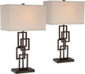 360 Lighting Kory Modern Industrial Table Lamps 26 1/2' Tall Set of 2 Dark Bronze Metal Sculptural Stacked Geometric Rectangular Shade for Bedroom Living Room House Home Bedside Nightstand Entryway