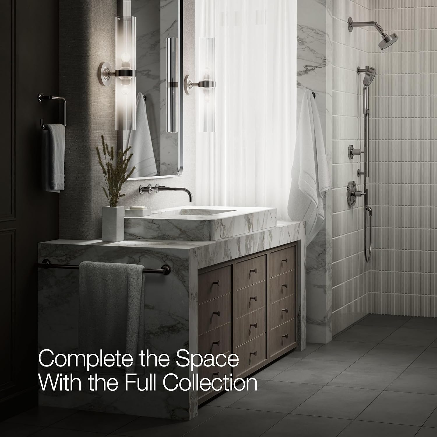 Kohler K-T14414-4-CP Purist Wall Mount 9' Bathroom Faucet Trim with Lever Handle