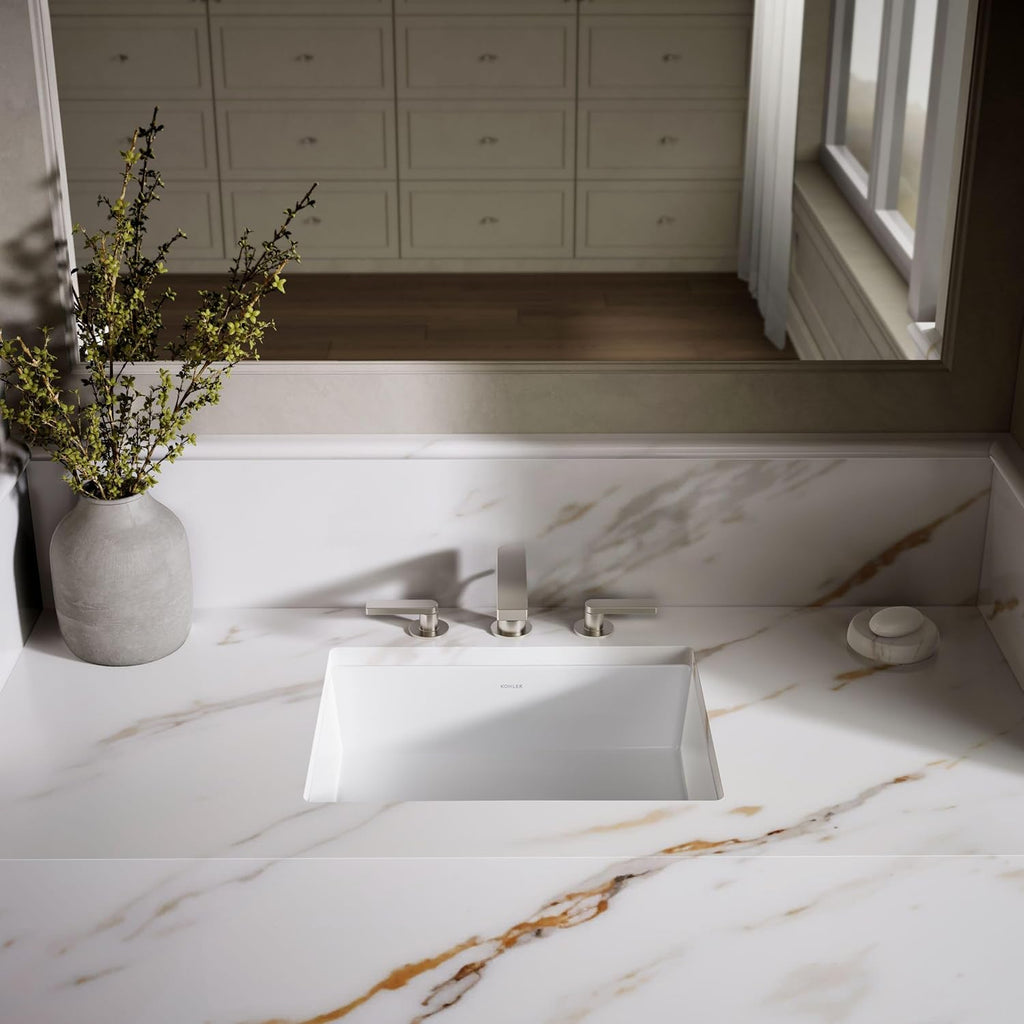 KOHLER 2882-0 Verticyl Rectangular Undermount Bathroom Sink, 19 3/4', White