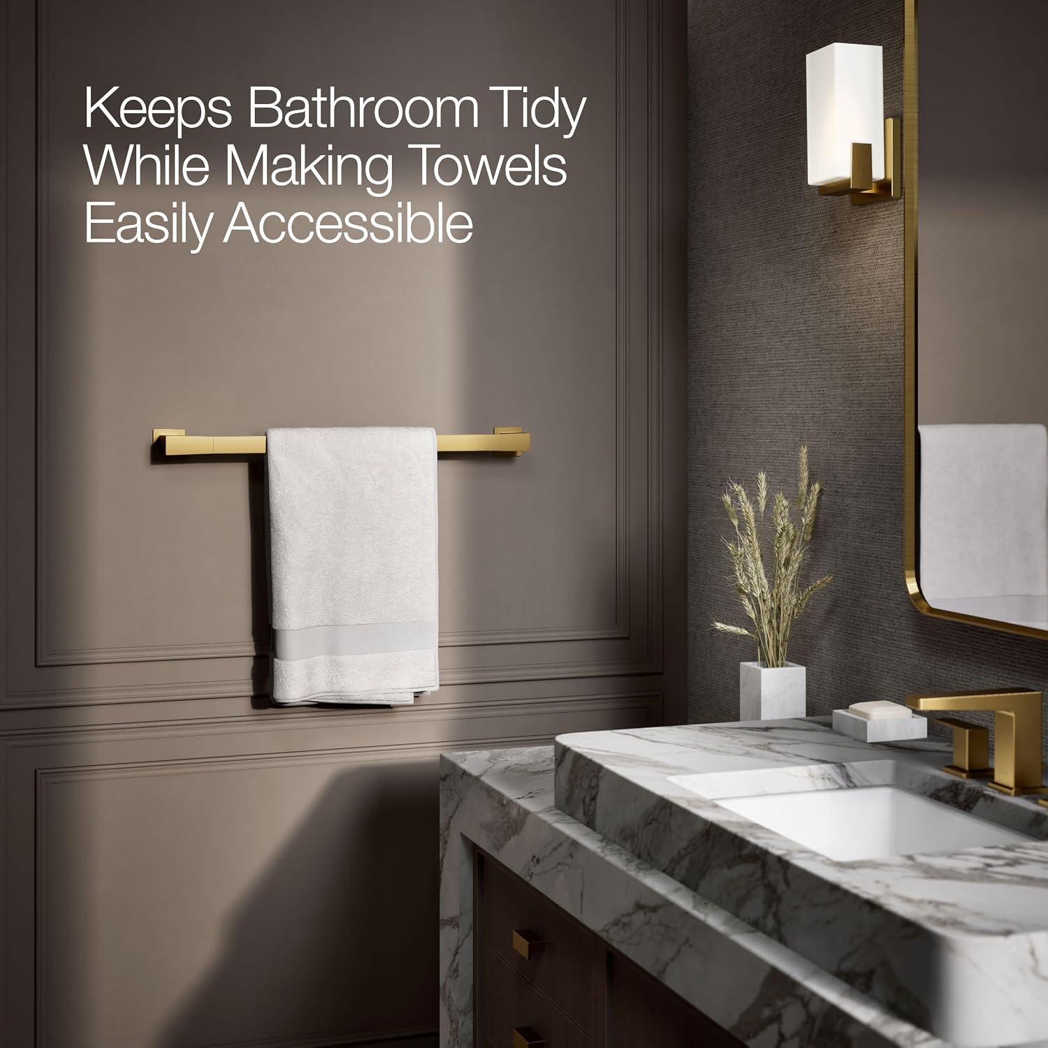 Kohler 26634-2MB Honesty® 24' Towel bar, Vibrant Brushed Moderne Brass