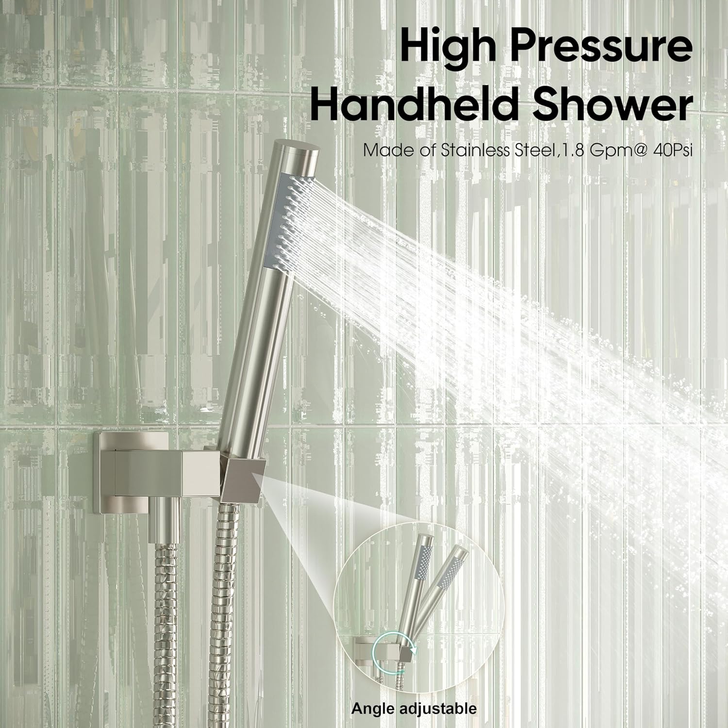 Esnbia Shower System with Tub Spout, Wall Mounted Bathtub Shower Faucet Set, 10 Inch Rain Shower Head and Handheld Shower Head Set, High Pressure Tub Shower Kit with Shower Valve, Brushed Nickel