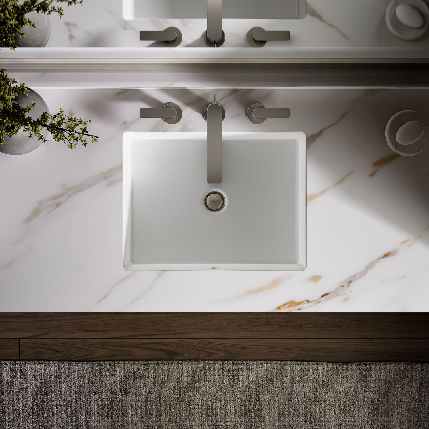 KOHLER 2882-0 Verticyl Rectangular Undermount Bathroom Sink, 19 3/4', White