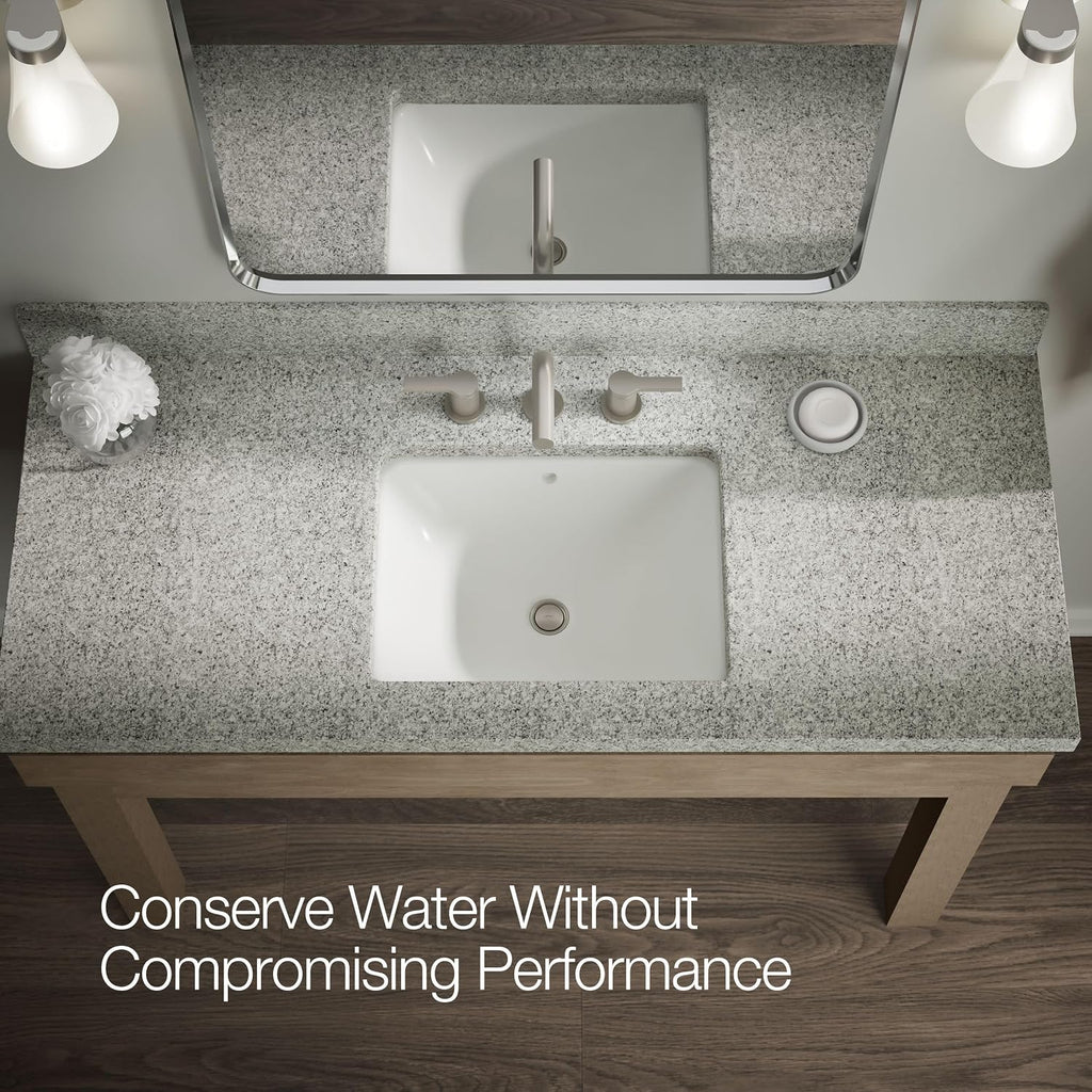 KOHLER K-33592-4N-BN Elate® Widespread Bathroom Sink Faucet, Water-Saving, Wide Reach, Elegant Finish, Bathroom Faucets, 0.5 GPM, Vibrant Brushed Nickel